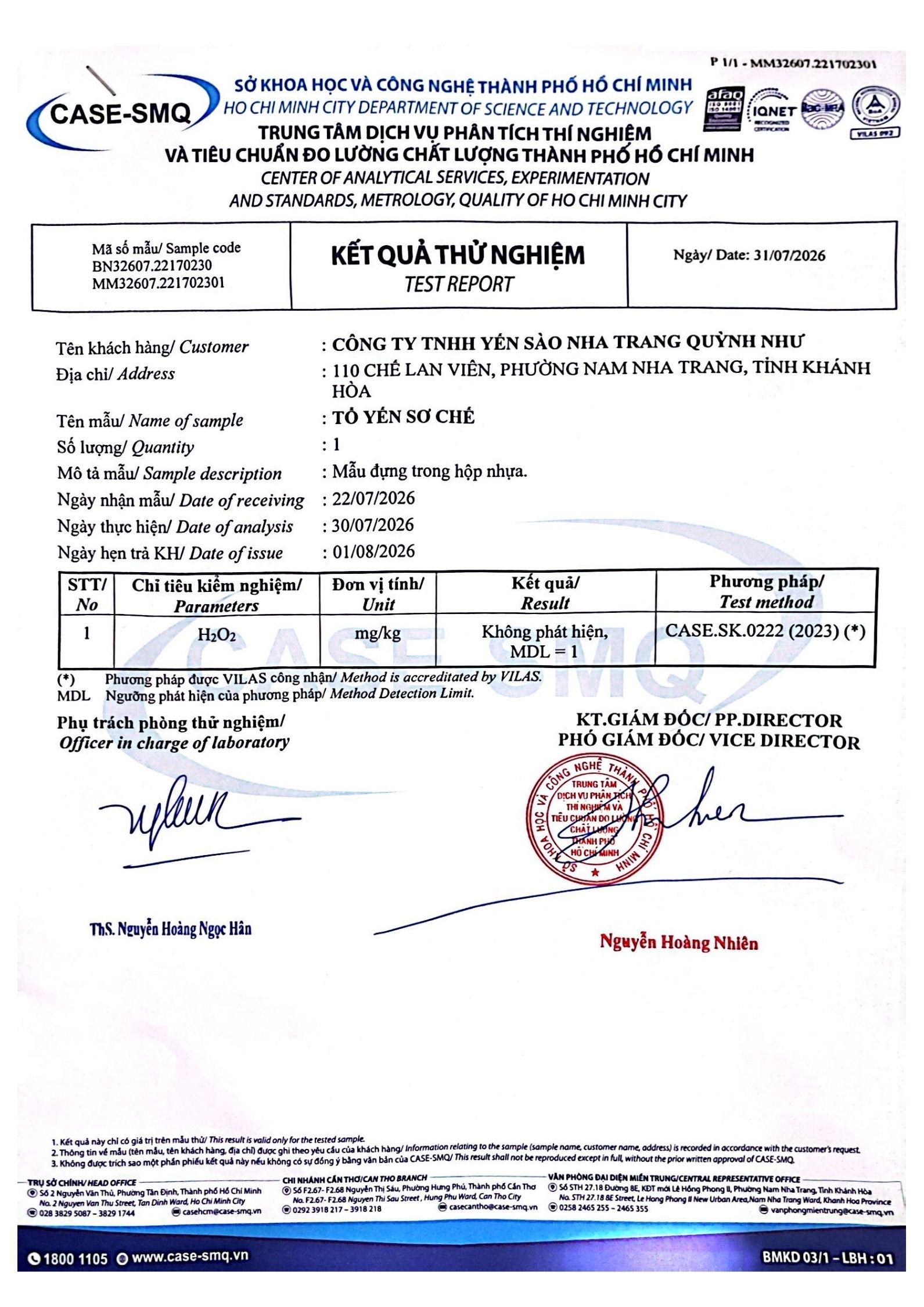 Kết quả thử nghiệm 2026